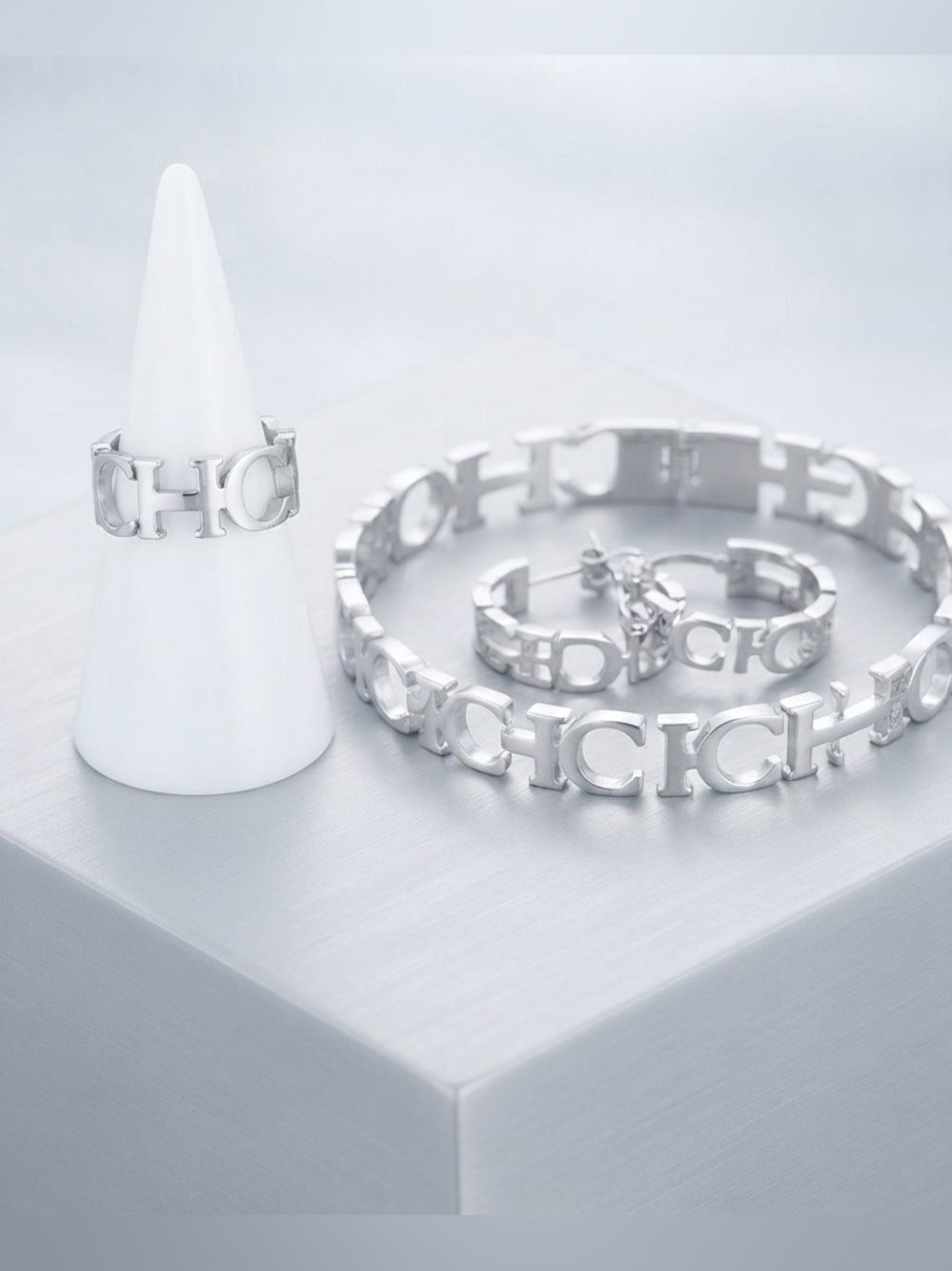 Silver Women's Jewelry Set steel size 7.75 ring